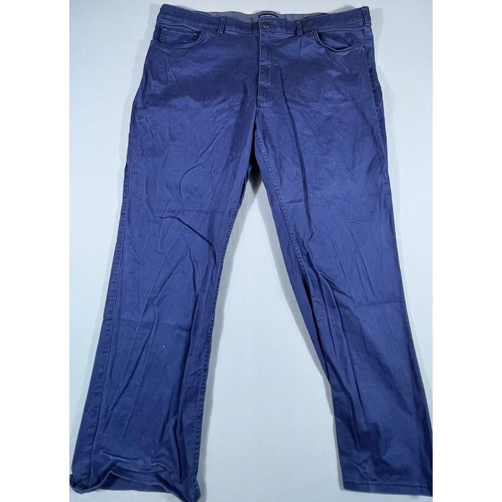 Roundtree & Yorke Travel Smart Mens 46x30 Blue Chino Pants Stretch Straight Leg